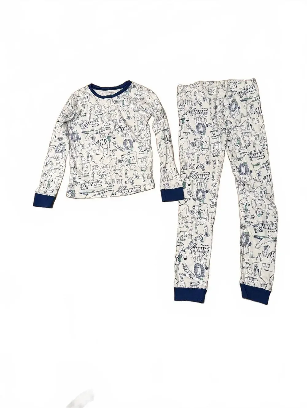Carters Unisex Kids 12 Pajama Set Youth 12 long sleeve White Blue print